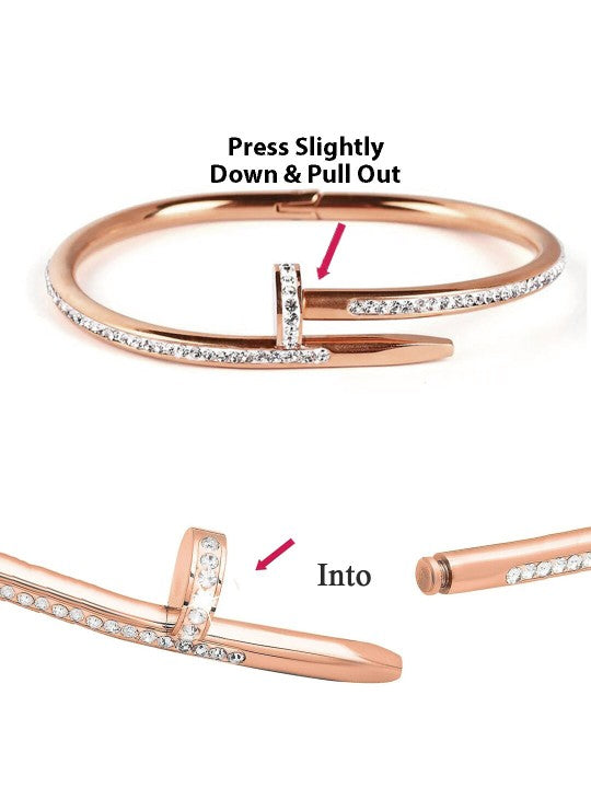 Rose Gold-Plated Stone-Studded Bracelet