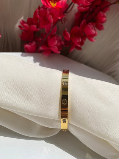 Gold Plated American Diamond Bangle-Style Bracelet