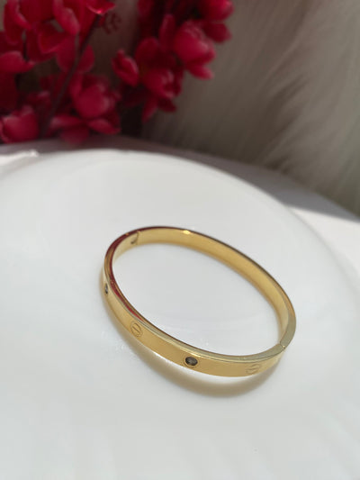 Gold Plated American Diamond Bangle-Style Bracelet