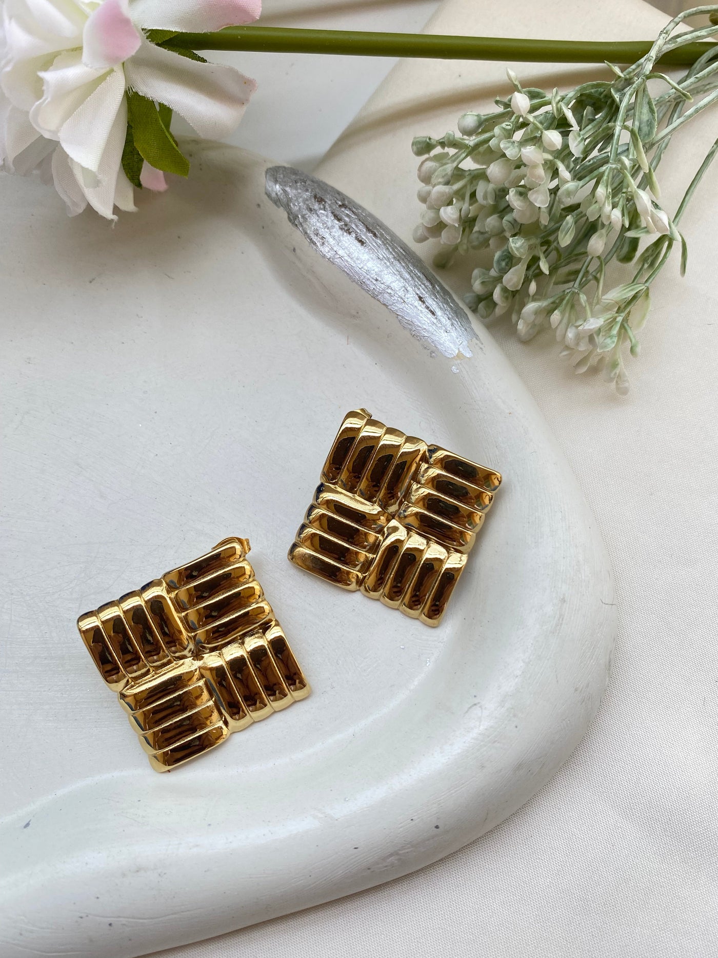 Square Golden Earrings | Waterproof & Tarnish Free