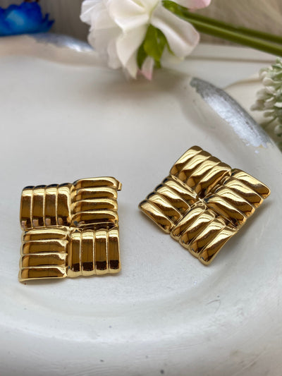 Square Golden Earrings | Waterproof & Tarnish Free