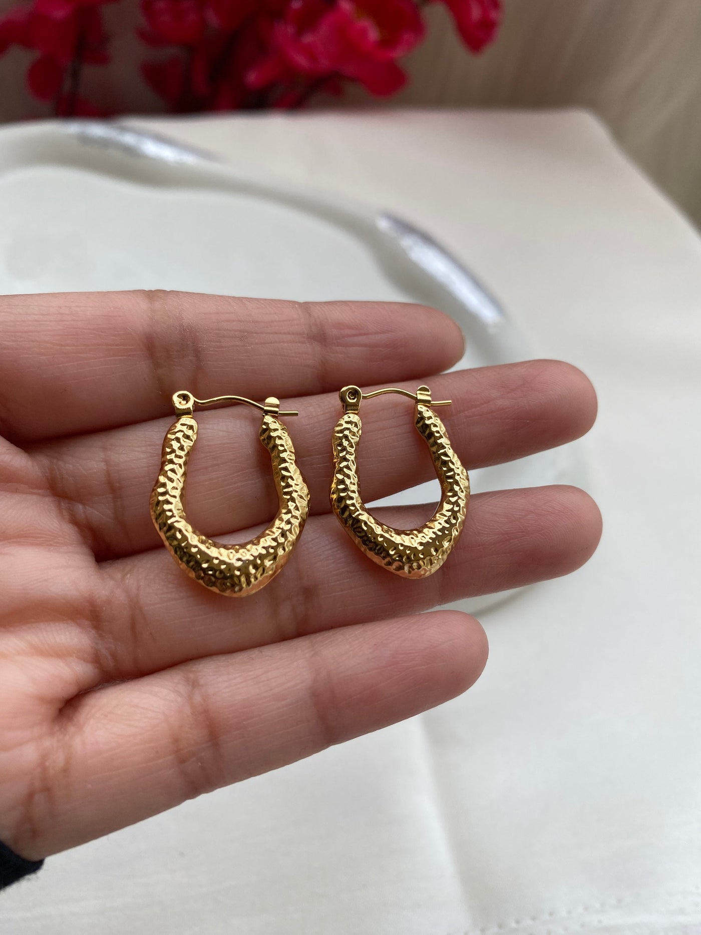 Shrimp Oval Hoops | Waterproof & Tarnish Free