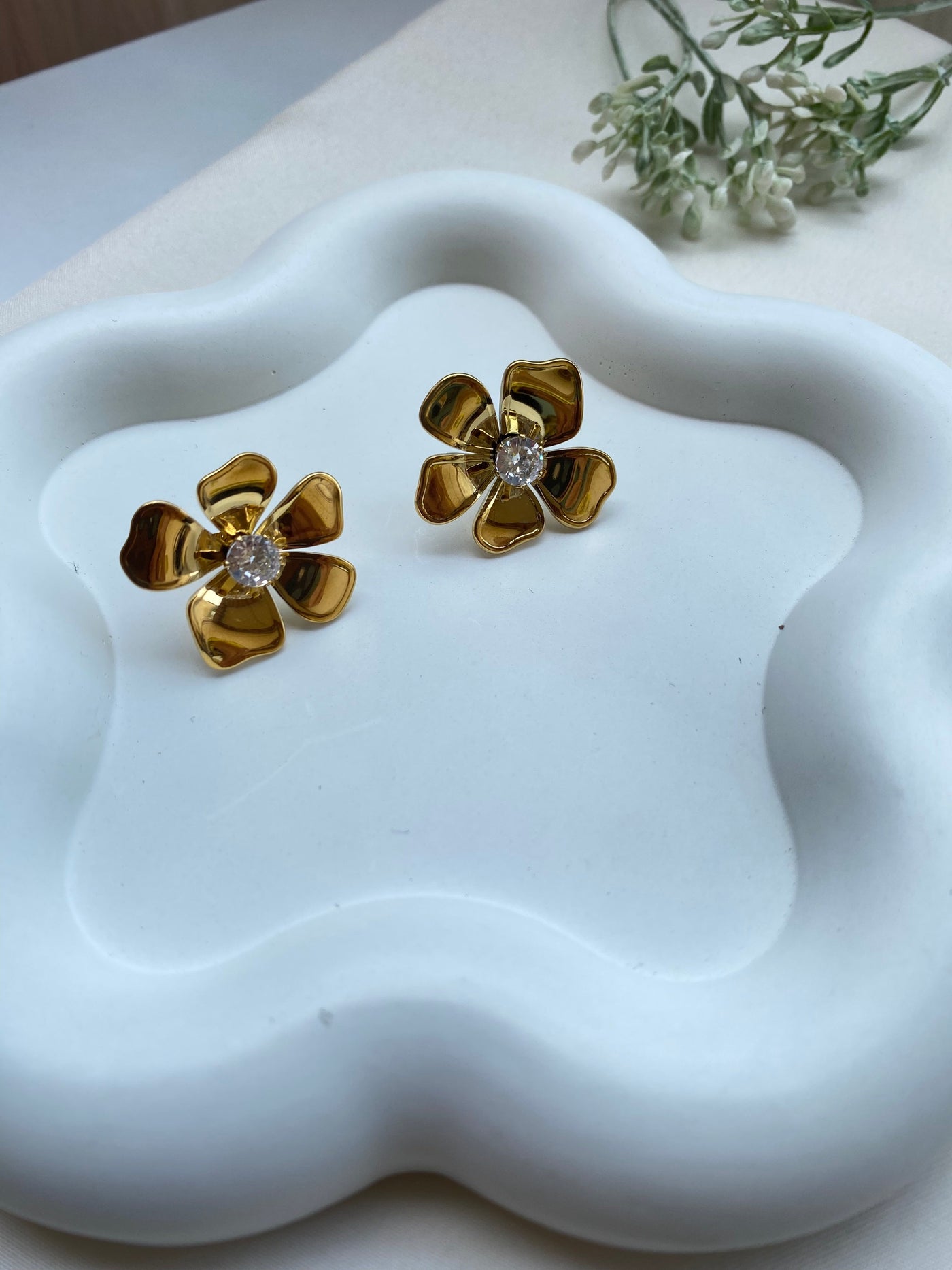 Flower Stud Earrings Stainless Steel