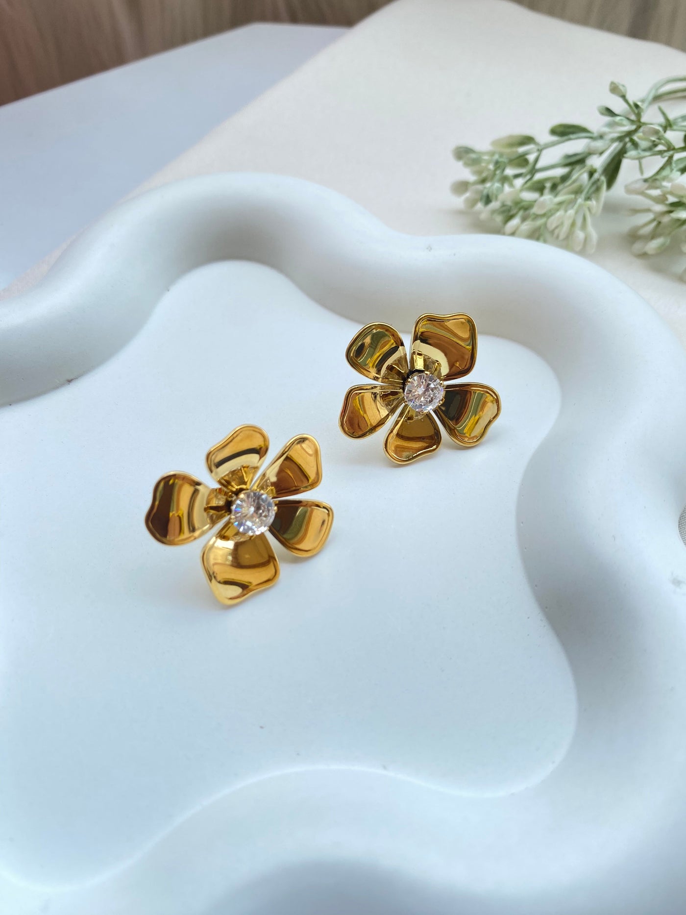 Flower Stud Earrings Stainless Steel