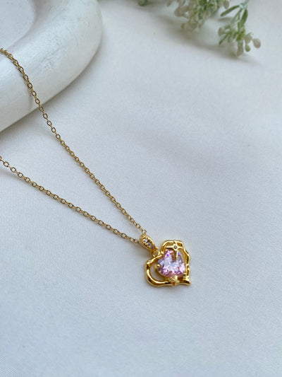 Pink Heart Pendant Necklace