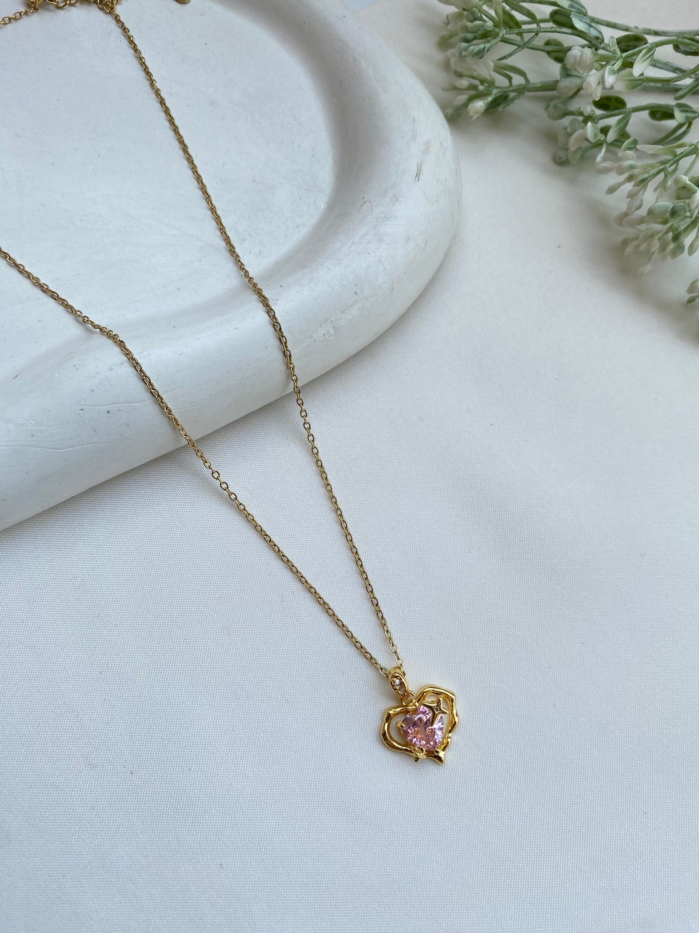 Pink Heart Pendant Necklace